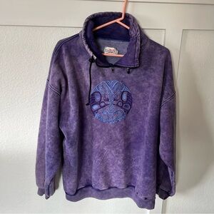 Vintage Fuzzy Stonewash Women's XL Quarter-zip Sweatshirt